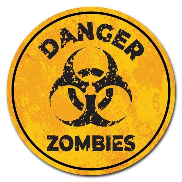 Corrugated Plastic Sign With Stakes 16in Circular-Danger Zombies, Signmission, Mfr#: C-16-CIR-WS-Danger Zombies